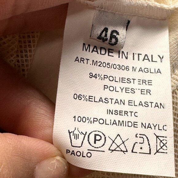 Sibilla Rei Beige Mesh Ruffle Top Women’s L Italy Made Sheer Romantic Blouse - Picture 4 of 8